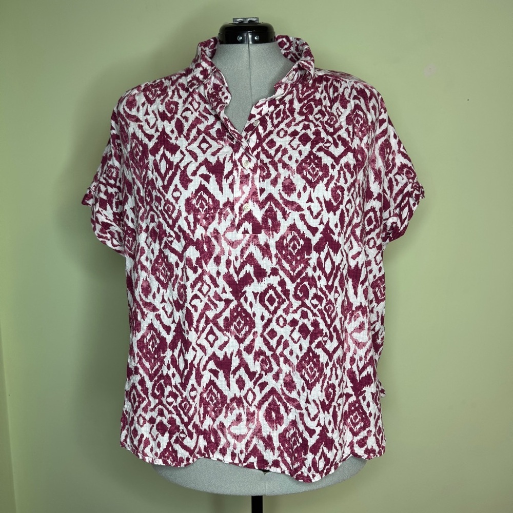 Ikat Patterned Boxy Top - Picture 2 of 6